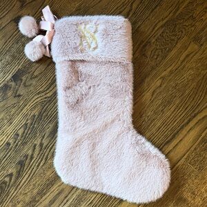 NWT Victoria Secret large pink faux fur stocking